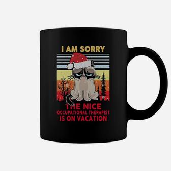 Cat Santa I Am Sorry The Nice Occupational Therapist Is On Vacation Vintage Coffee Mug - Monsterry UK