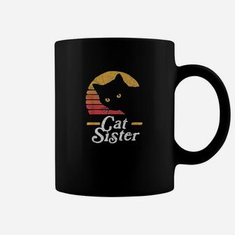 Cat Sister Vintage Eighties Style Cat Retro Distressed Coffee Mug | Crazezy DE