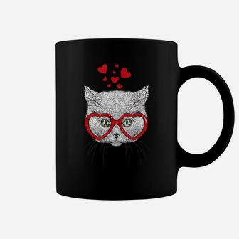Cat Sunglasses Heart Funny Cute Kitten Valentine Gift Coffee Mug | Crazezy UK