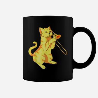 Cat Trombone - Meow Collection Gift For Music Lovers Coffee Mug | Crazezy
