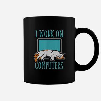 Cats And Computers Laptop I Work On Computers Coffee Mug - Thegiftio UK