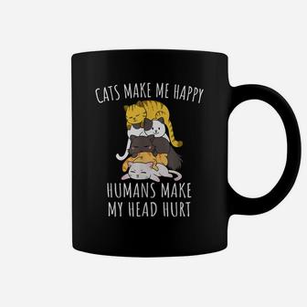 Cats Make Me Happy Humans Make My Head Hurt Coffee Mug | Crazezy