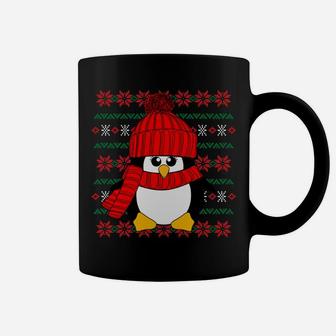 Cheeky Red Penguin Poinsettia Ugly Christmas Sweater Design Sweatshirt Coffee Mug | Crazezy DE