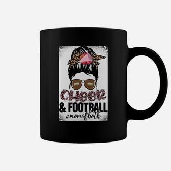 Cheer Football Cheerleading Mom Of Both Messy Bun Bleached Coffee Mug | Crazezy CA