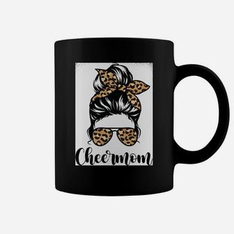 Cheer Mom Leopard Messy Bun Lovers Mother Soccer Lover Sweatshirt Coffee Mug | Crazezy DE