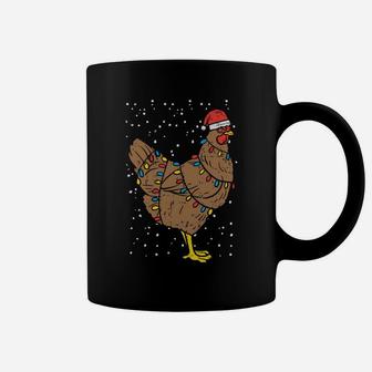 Chicken Santa Hat Christmas Lights Funny Xmas Animal Gift Sweatshirt Coffee Mug | Crazezy