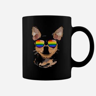 Chihuahua Face Rainbow Sunglasses Gay Pride Lgbt Gift Coffee Mug - Monsterry DE