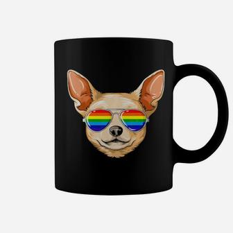 Chihuahua Gay Pride Flag Lgbt Rainbow Sunglasses Chihuahua Coffee Mug - Monsterry