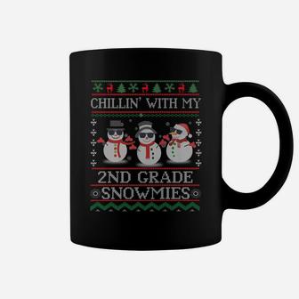 Chillin With My 2Nd Grade Snowmies Ugly Sweater Christmas Coffee Mug | Crazezy
