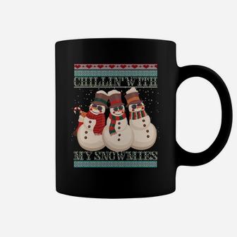 Chillin' With My Snowmies Ugly Christmas Snowman Sweatshirt Coffee Mug | Crazezy
