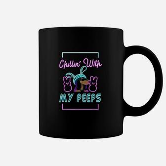 Chilling With My Peeps Funny Bunny Coffee Mug | Crazezy