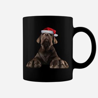 Chocolate Lab Puppy Dog Santa Hat Image Funny Christmas Gift Sweatshirt Coffee Mug | Crazezy DE