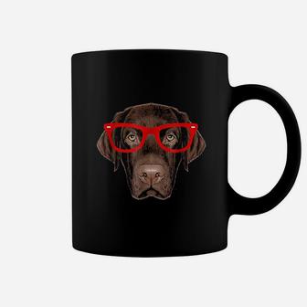 Chocolate Labrador Retriever With Glasses Coffee Mug | Crazezy