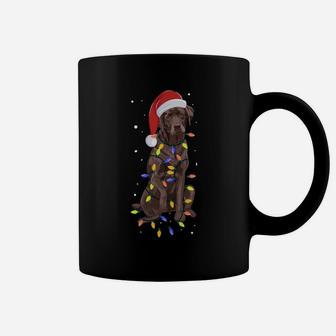 Chocolate Labrador Wear Santa Hat Christmas Fairy Lights Coffee Mug | Crazezy CA