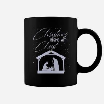 Christmas Begins With Christ Manger Xmas Christians Gift Tee Sweatshirt Coffee Mug | Crazezy DE