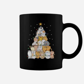 Christmas Cat Tree Shirt - Christmas Cat Lover & Xmas Lights Sweatshirt Coffee Mug | Crazezy