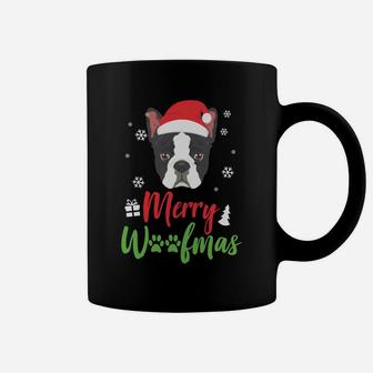 Christmas Dog Boston Terrier Merry Woofmas Gift Sweatshirt Coffee Mug | Crazezy