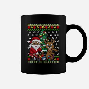 Christmas Flossing African American Santa Claus Reindeer Sweatshirt Coffee Mug | Crazezy