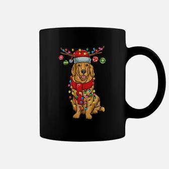 Christmas Golden Retriever Dog Holiday Lights Merry Woofmas Coffee Mug | Crazezy