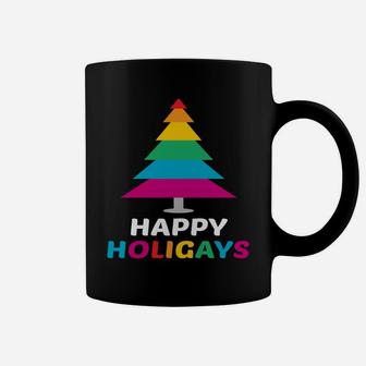 Christmas Happy Holigays Lgbtq Rainbow Gay Design Coffee Mug | Crazezy DE