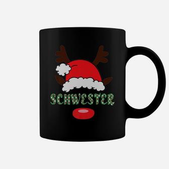 Christmas Holiday Santa Hat Reindeer Antlers Schwester Coffee Mug | Crazezy CA
