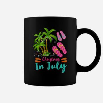 Christmas In July Ugly Christmas Flip Flops Summer Vacation Coffee Mug | Crazezy CA