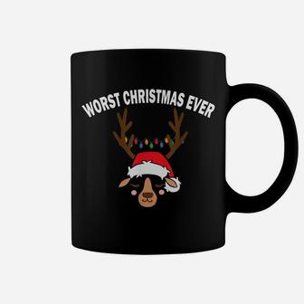 Christmas Reindeer Funny Santa Hat Worst Christmas Ever Gift Coffee Mug | Crazezy AU