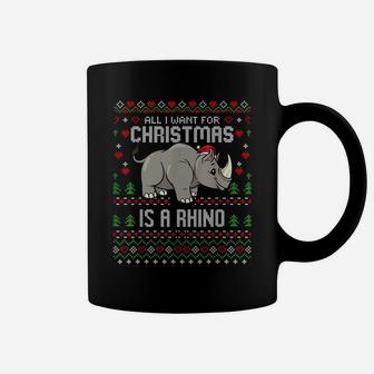 Christmas Rhino Ugly Xmas Sweater Christmas Rhinoceros Lover Coffee Mug | Crazezy