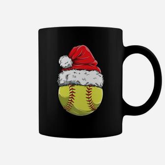 Christmas Softball Ball Santa Hat Funny Sport Xmas Girls Coffee Mug | Crazezy