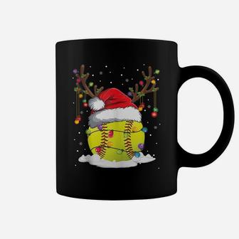 Christmas Softball Reindeer Funny Santa Hat Xmas Kids Gift Coffee Mug | Crazezy CA