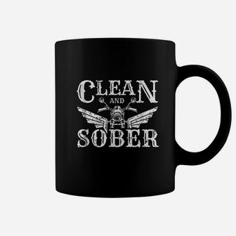 Clean And Sober Biker Vintage Sobriety Coffee Mug | Crazezy