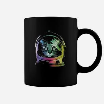 Clothing Co Space Cat, Rainbow Astronaut Helmet Galaxy Coffee Mug - Thegiftio UK