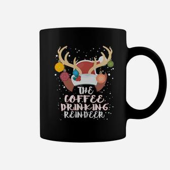 Coffee Drinking Reindeer Group Matching Family Costume Xmas Coffee Mug - Monsterry DE