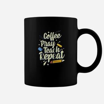 Coffee Pray Teach Repeat Christian Homeschool Teacher Coffee Mug | Crazezy DE