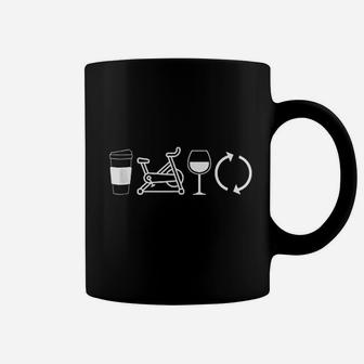 Coffee Spin Wine Repeat Funny Spinning Class Workout Gym Coffee Mug | Crazezy UK