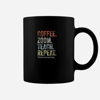 Coffee Zoom Teach Repeat Virtual Teacher Funny Vintage Gift Coffee Mug | Crazezy CA