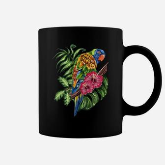 Colorful Parrot Bird Tropical Flower Coffee Mug | Crazezy DE
