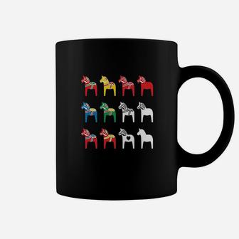Colorful Swedish Dala Dalecarlian Horse Horses Dalarna Coffee Mug | Crazezy AU