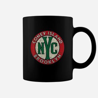 Coney Island Brooklyn Nyc Vintage Road Sign Distressed Print Coffee Mug | Crazezy UK