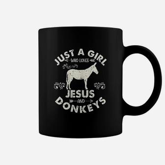 Cool Just A Girl Who Loves Jesus And Donkeys Gift Christian Coffee Mug | Crazezy CA