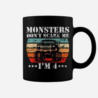 Cool Monster Truck Birthday Party 4 Year Old Boy Truck Gift Coffee Mug | Crazezy