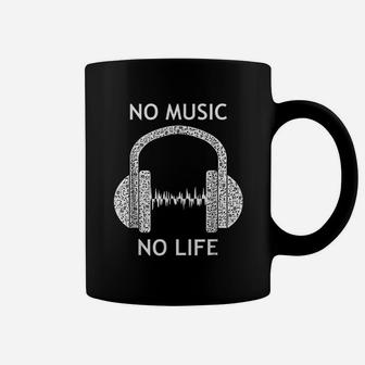 Cool No Music No Life Dj Headphones Heartbeat Gift Coffee Mug - Thegiftio UK