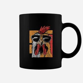 Cool Rooster Wearing Sunglasses Vintage Chicken Coffee Mug | Crazezy