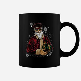 Cool Santa Police Officer Giving Gift On Xmas Coffee Mug - Monsterry
