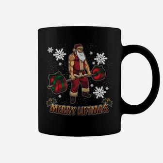 Cool Santa Workout Bodybuilder Merry Liftmas Christmas Pun Coffee Mug | Crazezy