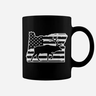 Cool Vintage Usa Flag Oregon Deer Elk Hunting Shirt, Hunter Coffee Mug | Crazezy AU