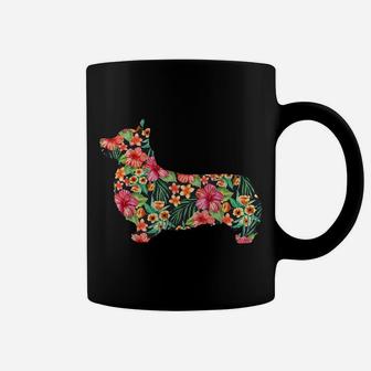 Corgi Flower Funny Dog Silhouette Floral Gifts Women Men Coffee Mug | Crazezy DE