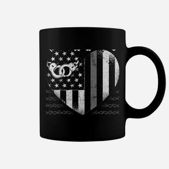 Correctional Officer Girlfriend Wife Heart American Flag Coffee Mug | Crazezy