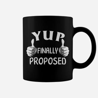 Couple Yup Finally Proposed Engaged Matching Costume Gift Coffee Mug | Crazezy DE