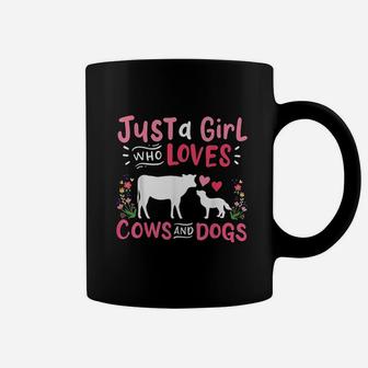 Cow Lover Gift Just A Girl Who Loves Cows And Dogs Farmer Coffee Mug | Crazezy DE
